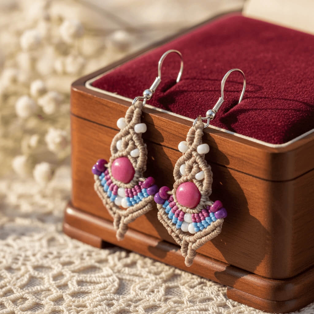 Χειροποίητα μακραμέ σκουλαρίκια σε boho στυλ DKUnique E8126