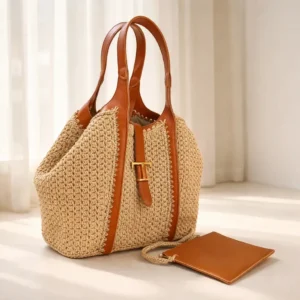 Καλοκαιρινή τσάντα ώμου με eco leather λεπτομέρειες DKUnique